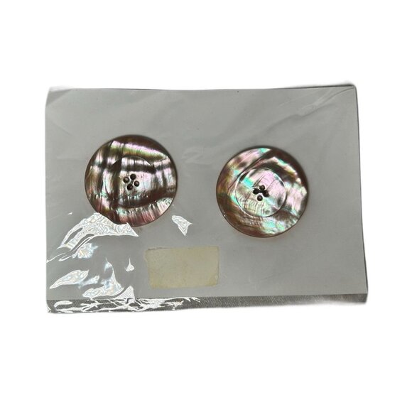 Tan Opalescent Abalone Shell Buttons Vintage Set of 4 - Picture 1 of 2